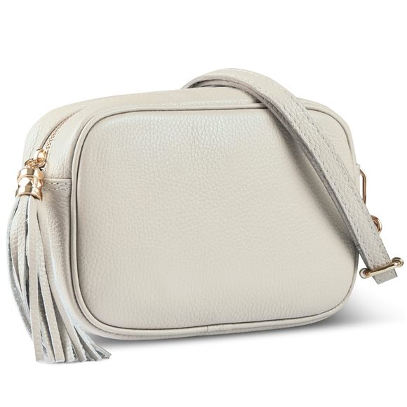 Italian Genuine Leather Crossbody Bag With Zier, Strap & Tassel :O - Picture 1 of 8